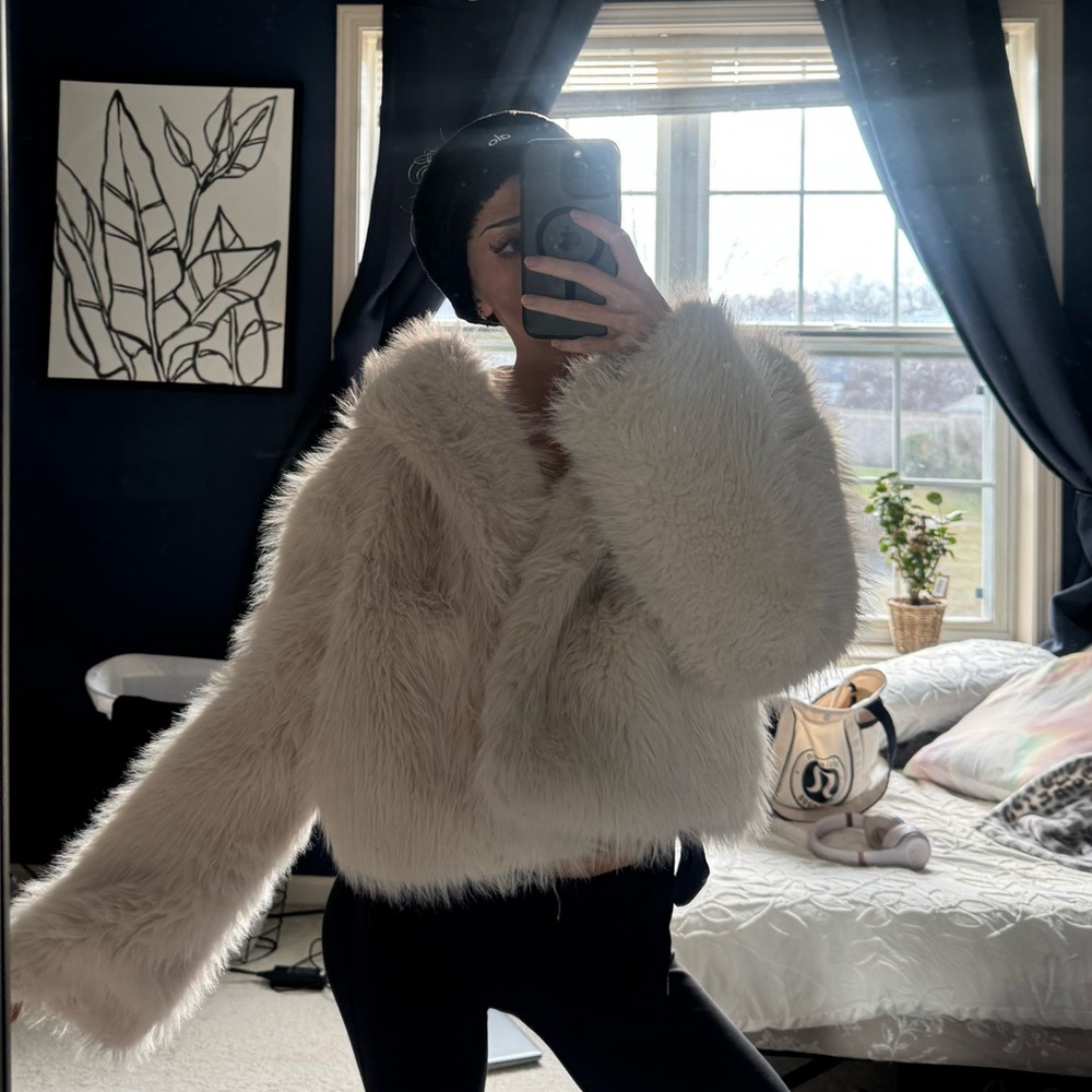 Light Gray Faux Fur Jacket